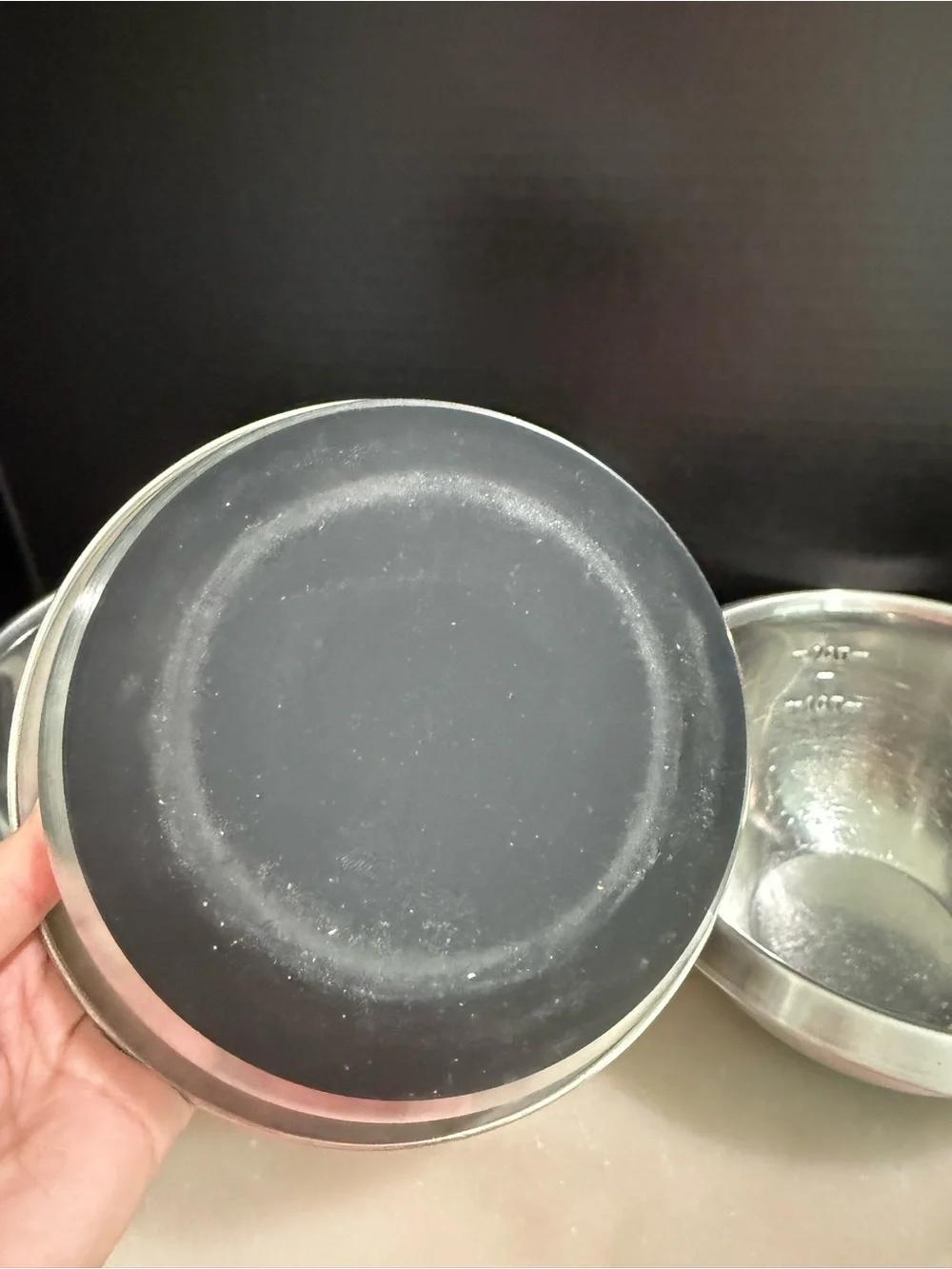 Set of 3 Stainless Steel Mixing Bowls with Black Rubber Nonslip Bottoms